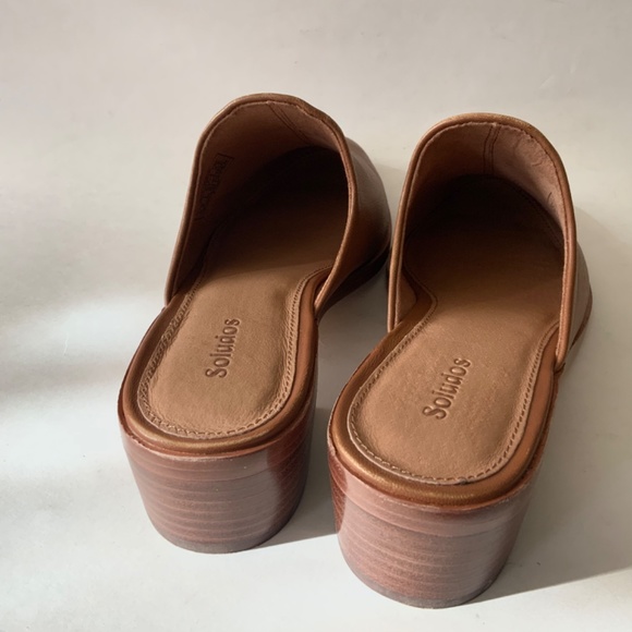 Soludos Venetian Tan Leather Mule Loafers Almond Toe Low Heel Casual Shoes 6.5 - Picture 7 of 11